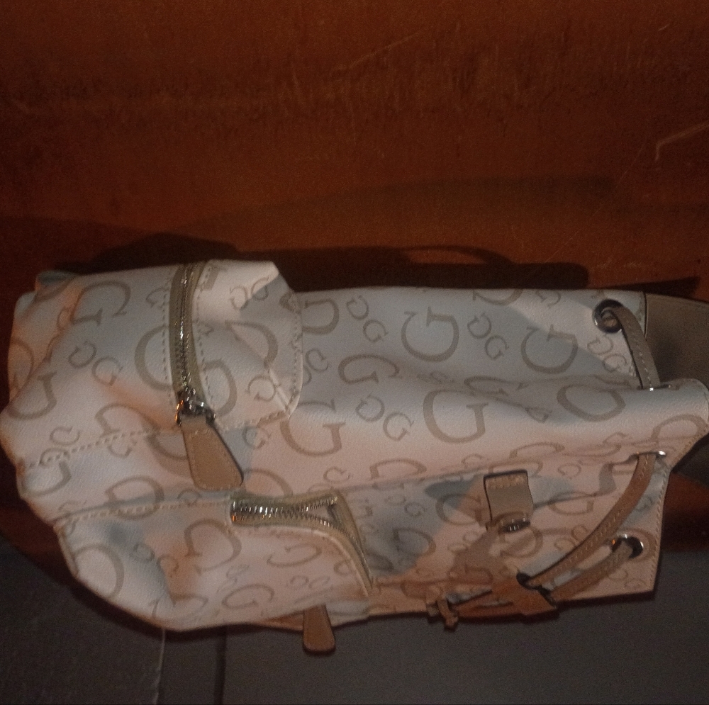 GUESS Beige Monogram Drawstring Backpack - Picture 11 of 16